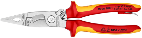Load image into Gallery viewer, Knipex elektro installatietang geïsoleerd | meercomponenten-omhullingen | vde-gekeurd | geïntegreerde openingsveer - 13 96 200 t bk
