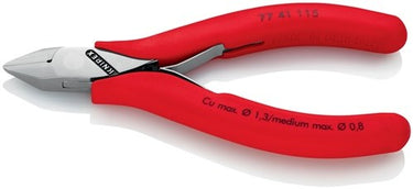 Knipex elektronicazijsnijtang | lengte 115 mm model 2 | facet nee kunststof mantel | spiegelgepolijst | 1 stuk - 77 41 115 - 77 41 115