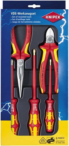 Knipex vde-gereedschapset 00 20 13 gereedschapsset (rood geel, 5 delig)