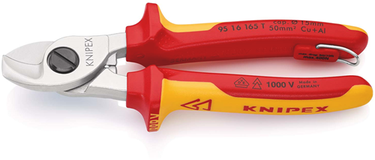 Knipex kabelschaar geïsoleerd | meercomponenten-omhullingen | vde-gekeurd | geïntegreerde openingsveer - 95 16 165 t bk