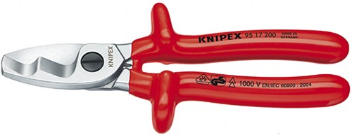 Knipex kabelschaar met dubbele snijkanten dompelisolatie, vde-getest 200 mm - 9517200