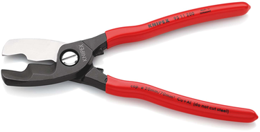 Knipex kabelschaar met dubbele snijkanten | kunststof bekleed | gebruineerd | lengte 200 mm | zelfbedieningskaart blister - 95 11 200 sb