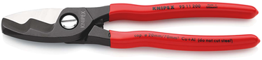 Knipex kabelschaar met dubbele snijkanten | kunststof bekleed | gebruineerd | lengte 200 mm | zelfbedieningskaart blister - 95 11 200 sb