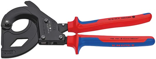 Knipex kabelschaar (ratelprincipe) | voor met staal gewapende kabels (swa kabels) | meer-componentengrepen - 95 32 315 a