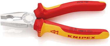 Knipex kombitang geïsoleerd | meer-componentengrepen | vde-getest | verchroomd | lengte 180 mm | zelfbedieningskaart blister - 03 06 180 sb