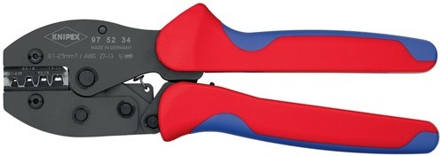 Knipex krimptang | lengte 220 mm | 0,1-2,5 (awg 27-13) mm² 483 g | 1 stuk - 97 52 34