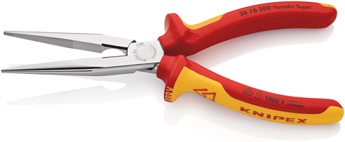 Load image into Gallery viewer, Knipex platspitse tang met zijsnijder (telefoontang) | 200 mm lengte | geïsoleerd | meer-componentengrepen - 26 16 200 sb
