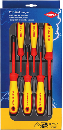 Knipex vde schroevendraaier pakket | phillips® pozidriv® | zelfbedieningskaart blister - 00 20 12 v03