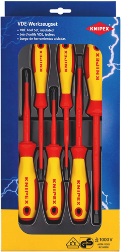 Knipex schroevendraaierset vde 6-delig plat, kruiskop phillips