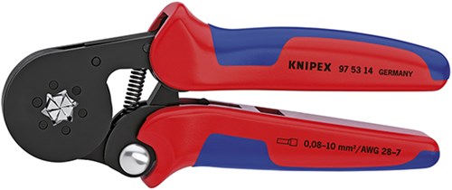 Knipex zelfinstellende krimptang voor adereindhulzen gebruineerd 180 mm - 975314