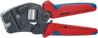 Knipex zelfinstellende krimptang met voorinvoering 975309 (vierkant-krimp automatisch, met openingsveer)