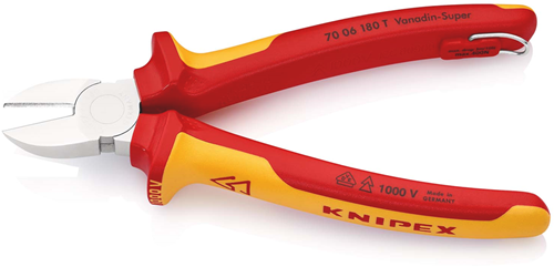Load image into Gallery viewer, Knipex zijsnijtang | 180 mm lengte | geïsoleerd | meercomponenten-omhullingen | vde-goedgekeurd | geïntegreerde bescherming - 70 06 180 t bk
