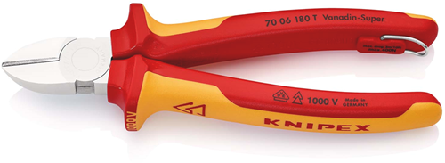 Load image into Gallery viewer, Knipex zijsnijtang | 180 mm lengte | geïsoleerd | meercomponenten-omhullingen | vde-goedgekeurd | geïntegreerde bescherming - 70 06 180 t bk
