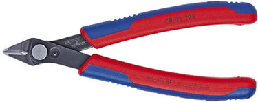 Knipex electronic super knips 78 81 125 elektronica-tang (rood blauw, verbinding met roestvrij stalen klinknagel, draadklem)