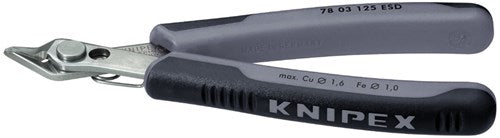 Knipex electronic super knips esd 78 13 125 esd elektronica-tang (grijs)