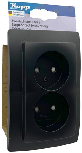 Load image into Gallery viewer, Enzo kopp hk05 mat zwart inbouw stopcontact dubbel - 4621715
