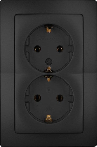 Load image into Gallery viewer, Enzo kopp hk05 mat zwart inbouw stopcontact ra dubbel - 4621720
