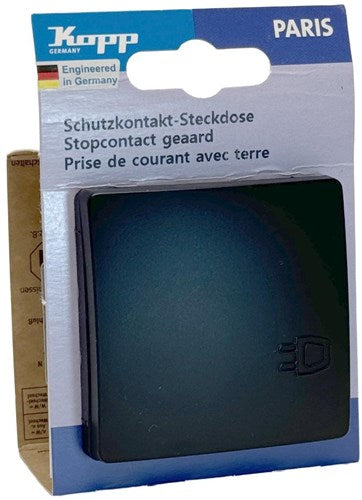 Load image into Gallery viewer, Enzo kopp paris mat zwart inbouw stopcontact ra met deksel - 4625310
