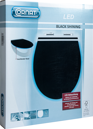 Cornat wc-bril mdf black shining sc - ksdsc362