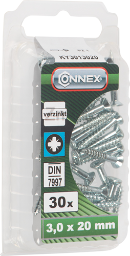 Connex houtschroef vz-k 3.0x20 30st vz - ky3013020
