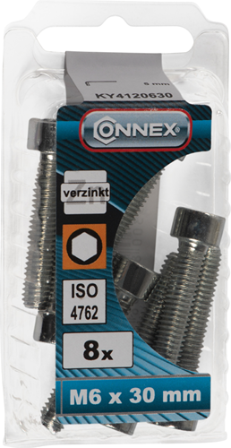 Connex binnenzeskantbout cy m6x30 8st vz - ky4120630