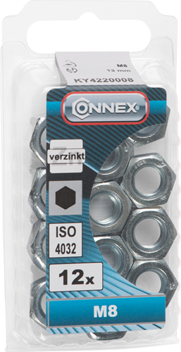 Connex zeskantmoer m8 12st vz - ky4220008