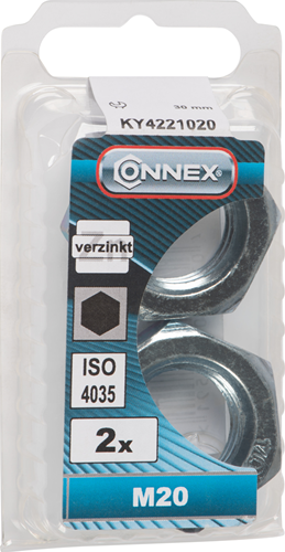 Connex zeskantmoer m20 afgeplat 2st vz - ky4221020