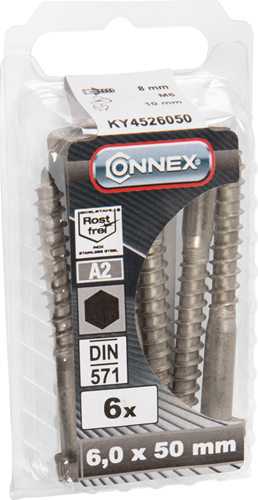Connex houtdraadbout (6k) 6x50 6st a2 - ky4526050