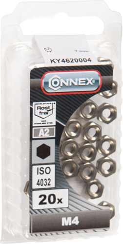 Connex zeskantmoer m4 20st a2 - ky4620004