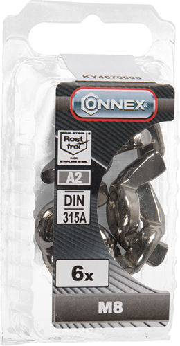 Connex vleugelmoer m8 6st a2 - ky4670008