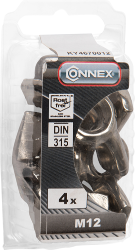 Connex vleugelmoer m12 4st a2 - ky4670012