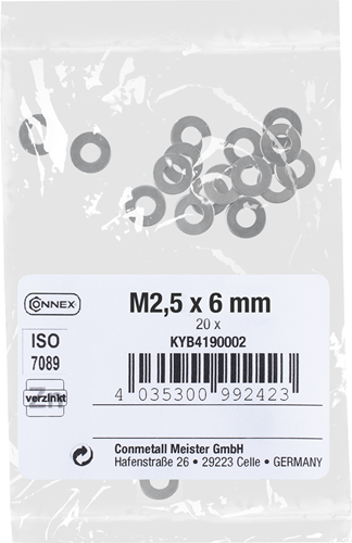 Connex sluitring vlak m2,5x6 vz 20st - kyb4190002