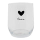 Clayre eef transparant drinkglas met zwart hartje en het woord love . ø8x9cm 300ml