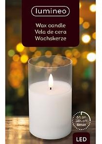 Afbeelding laden in galerijviewer, Enzo led flakkerkaars in glas 7,5x12,5cm wit - 5509660
