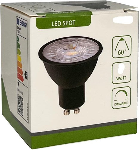 Load image into Gallery viewer, Enzo led spot gu10 230v 7-75w 60gr zwart 2700k dimbaar - led0650
