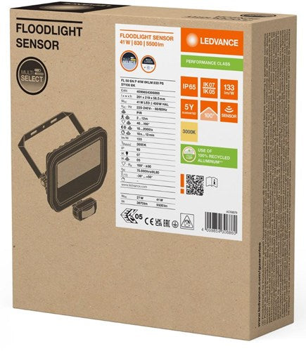 Load image into Gallery viewer, Enzo ledvance led bouwlamp 50w 3000k zwart + sensor - 5017580
