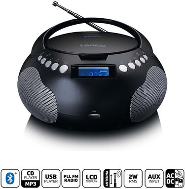 Lenco draagbare radio cd mp3 met usb en bluetooth zwart - scd-331bk