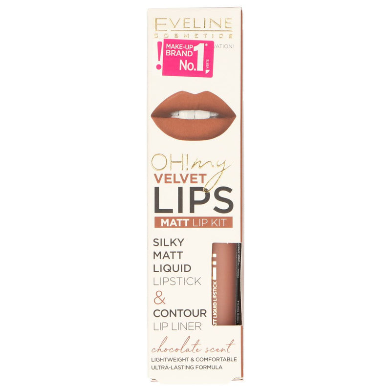 Load image into Gallery viewer, Eveline oh! my lips silky matt liquid lip kit nr. 14 choco truffle
