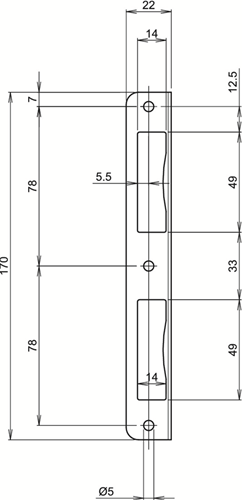 Load image into Gallery viewer, Lips sph2420s hoeksluitplaat voor dag- en nachtschoot voor opdekdeuren | staalverzinkt. | 170 x 22 mm - 7170347

