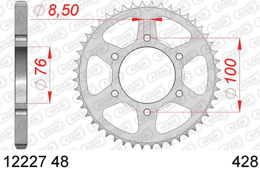 Afam chain wheel 428 43z steel silver