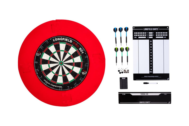 Load image into Gallery viewer, Longfield darts Tournament dartbord met toebehoren rood 8-delig
