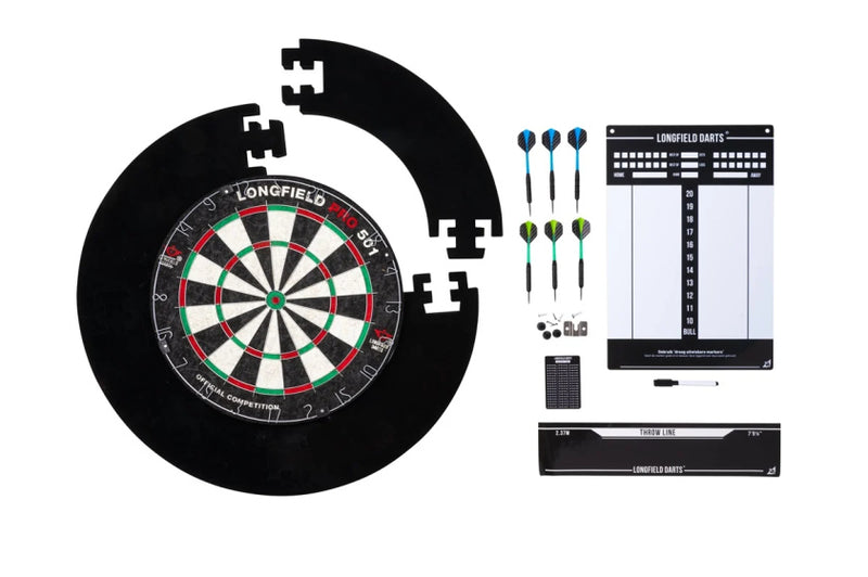 Load image into Gallery viewer, Longfield darts Tournament dartbord met toebehoren zwart 8-delig
