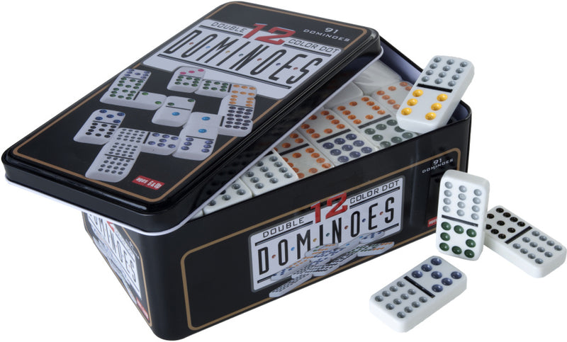Load image into Gallery viewer, Longfield games Dominospel Dubbel 12 in Blik 91 Stenen
