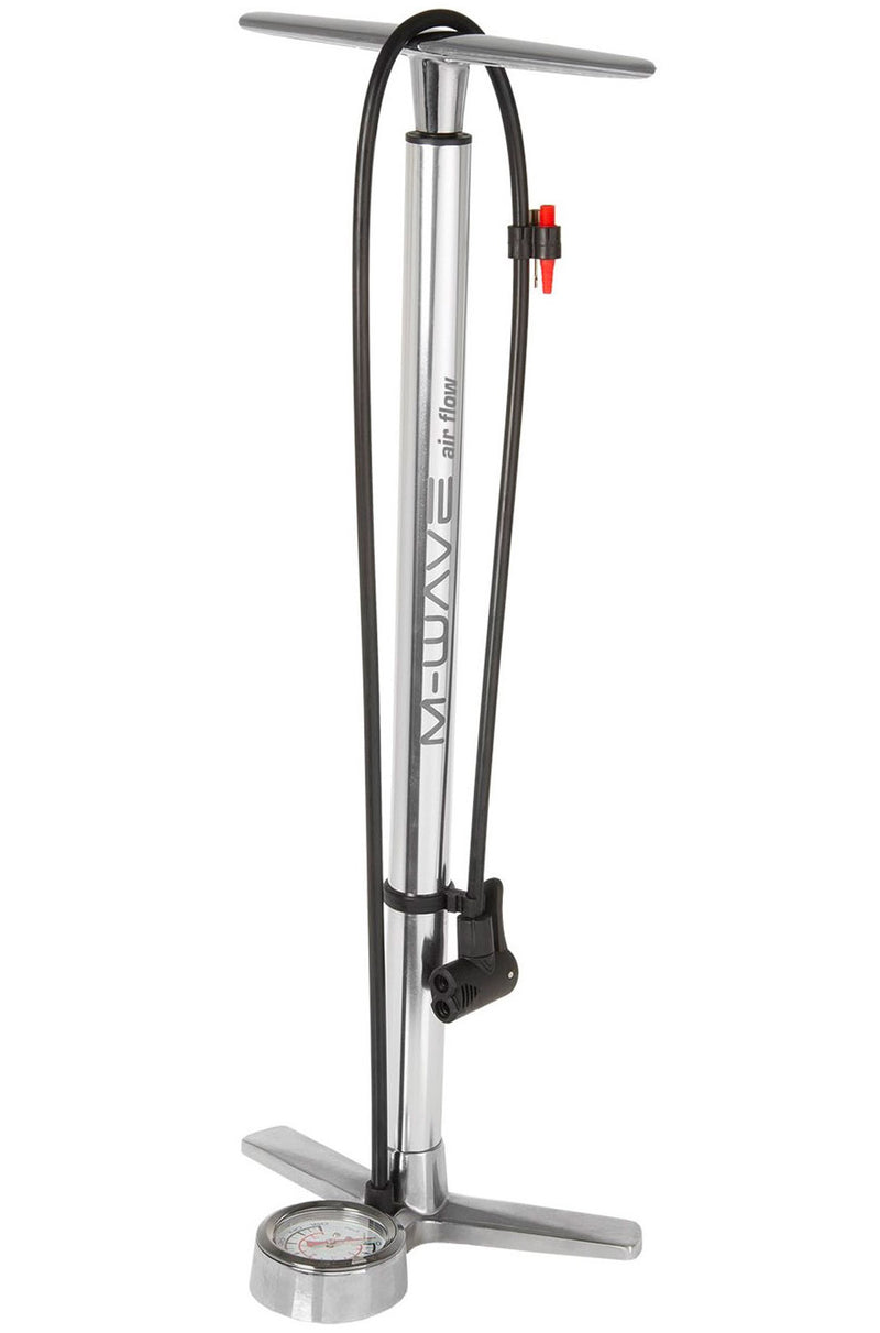 Load image into Gallery viewer, fietspomp met manometer aluminium 61 cm zilver
