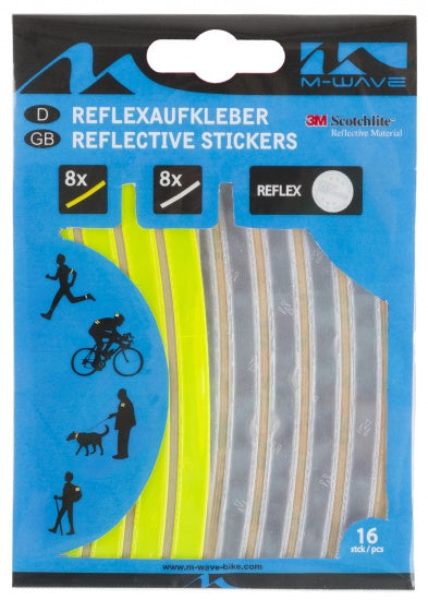 Load image into Gallery viewer, M-Wave Reflecterende Stickers Wit + Geel 16 Stuks
