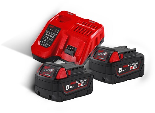 Load image into Gallery viewer, Milwaukee m18 nrg-502 | accu starterset 18v (2x 5.0ah accu + m12-m18 snellader) - 4933459217
