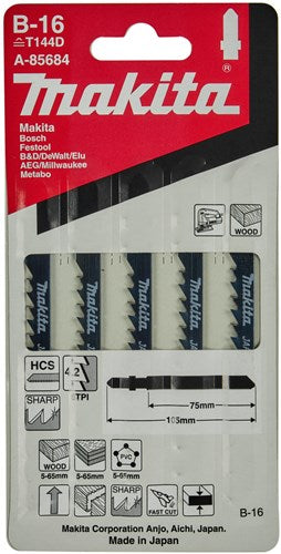 Makita accessoires decoupeerzaagblad b16 - t144d | 5 stuks - a-85684