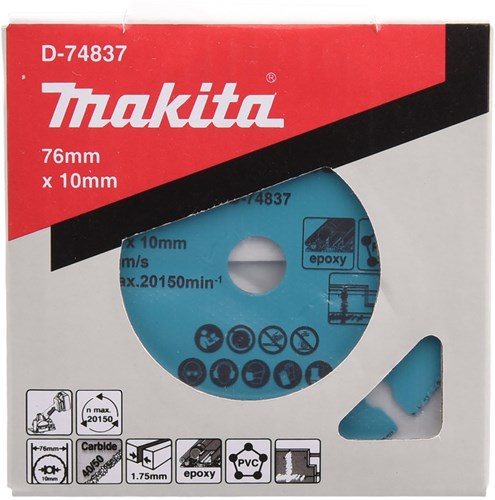 Load image into Gallery viewer, Makita accessoires 76 mm doorslijpschijf hm tcg 76x10x1,75mm voor dmc300 - d-74837
