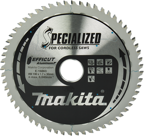 Afbeelding laden in galerijviewer, Makita accessoires afkort- en cirkelzaagblad aluminium | efficut 190x30(20)mm 60t 0g - e-16863 e-16863
