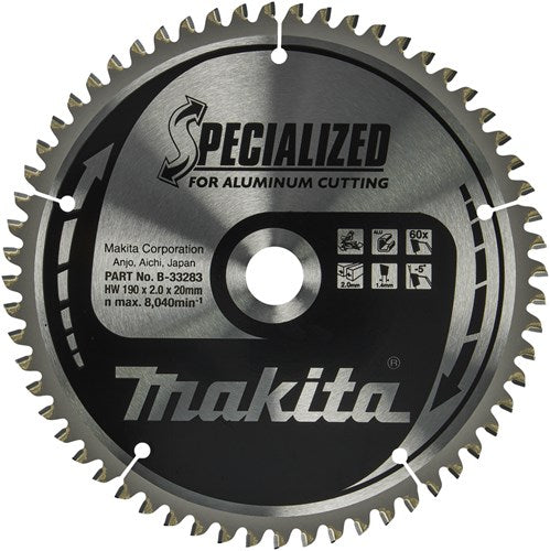 Makita accessoires afkortzaagblad | aluminium | 190x20x2,0 60t -5g - b-33283